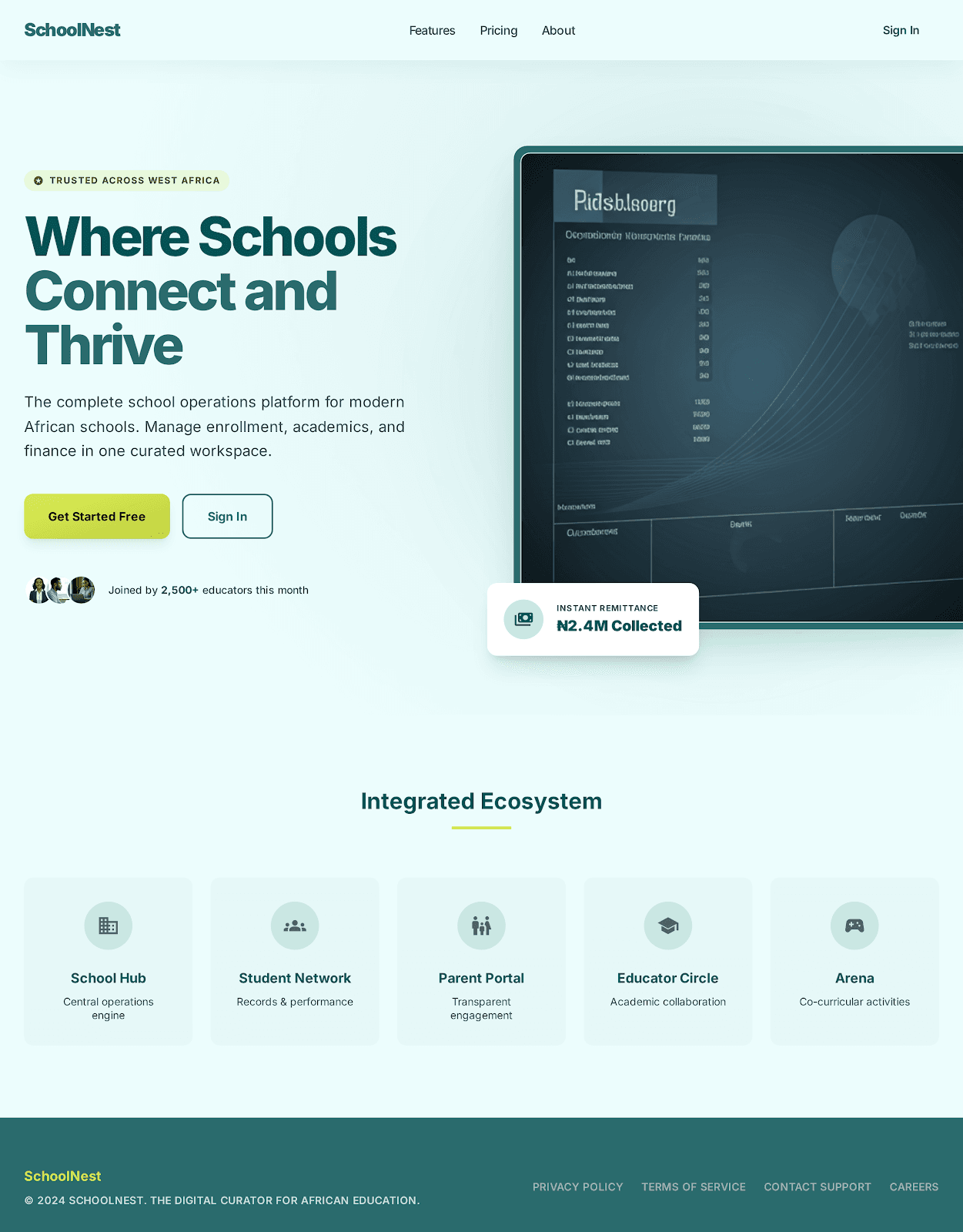 SchoolNest dashboard preview